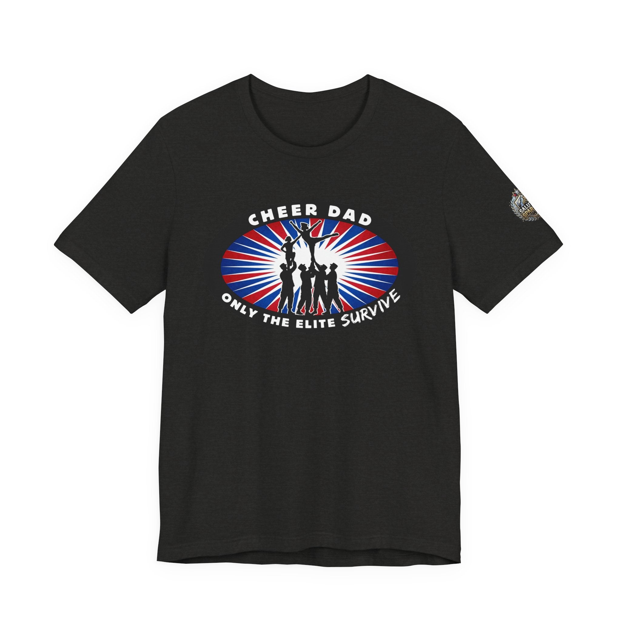 Cheer Dad T-Shirt – “Only the Elite Survive” Patriotic Cheerleading Tee