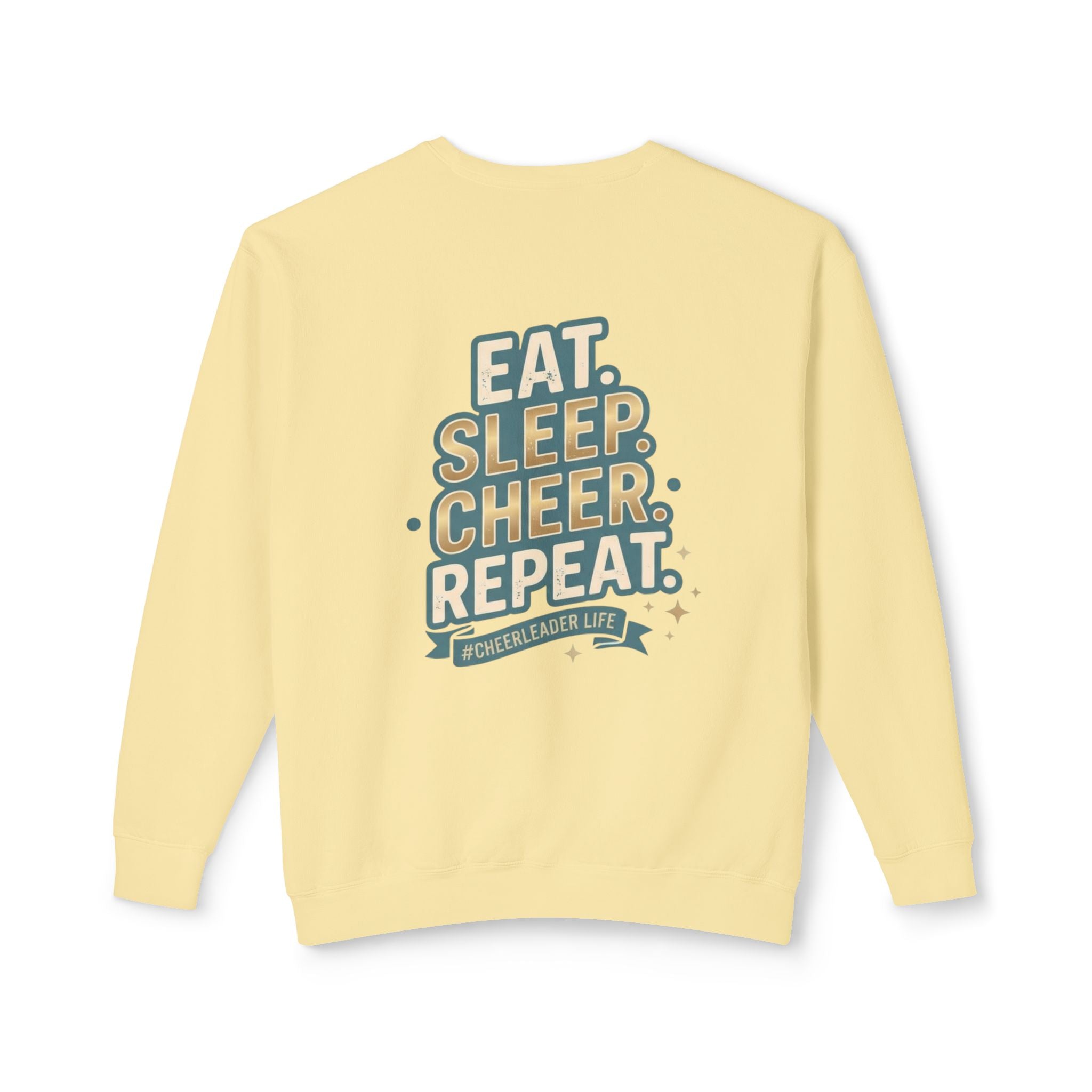 Cheerleader Life Crewneck Sweatshirt — "Eat. Sleep. Cheer. Repeat."
