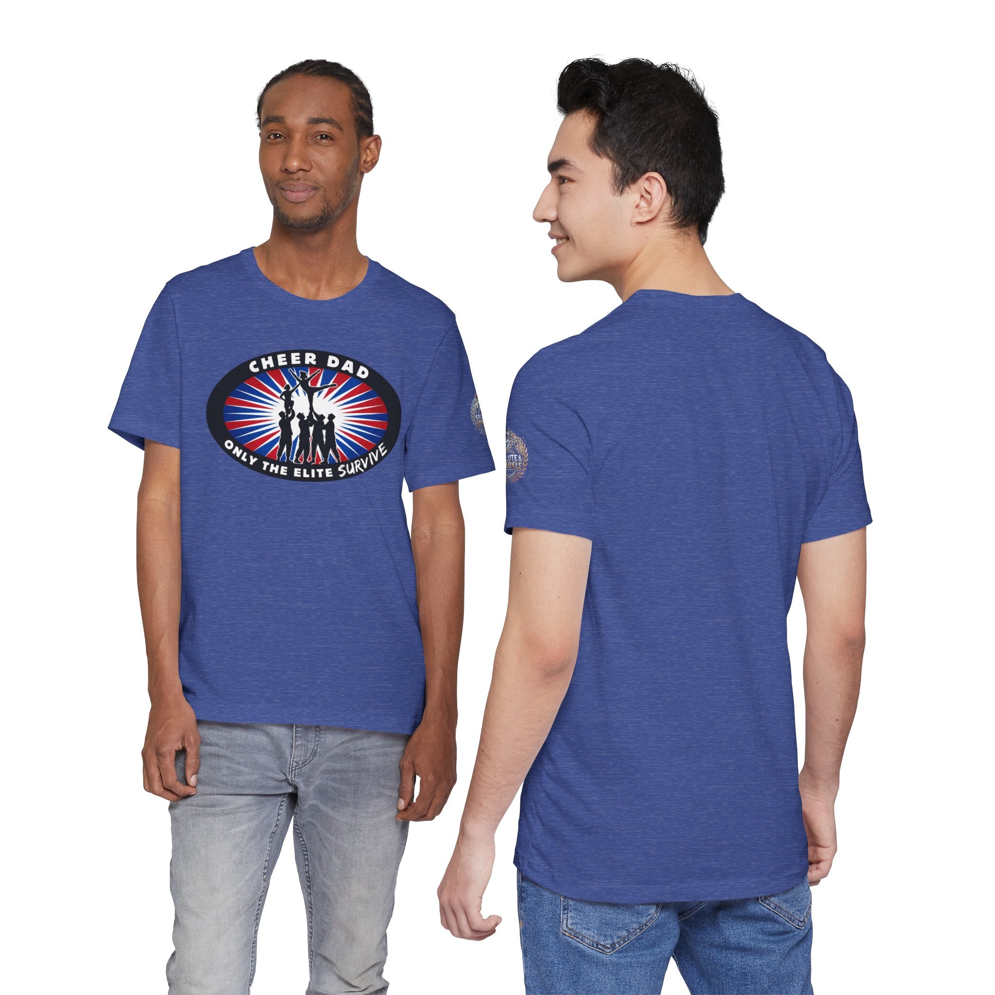Cheer Dad T-Shirt – “Only the Elite Survive” Patriotic Cheerleading Tee