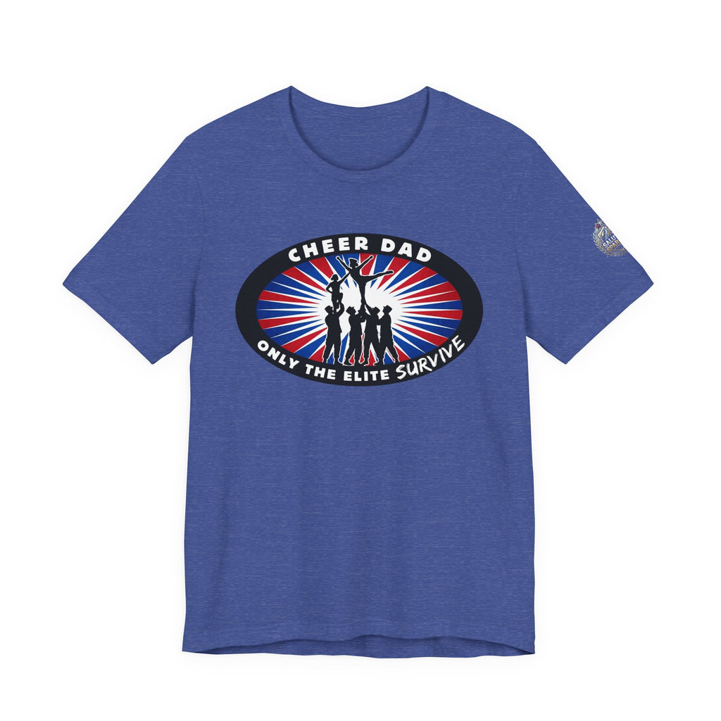Cheer Dad T-Shirt – “Only the Elite Survive” Patriotic Cheerleading Tee