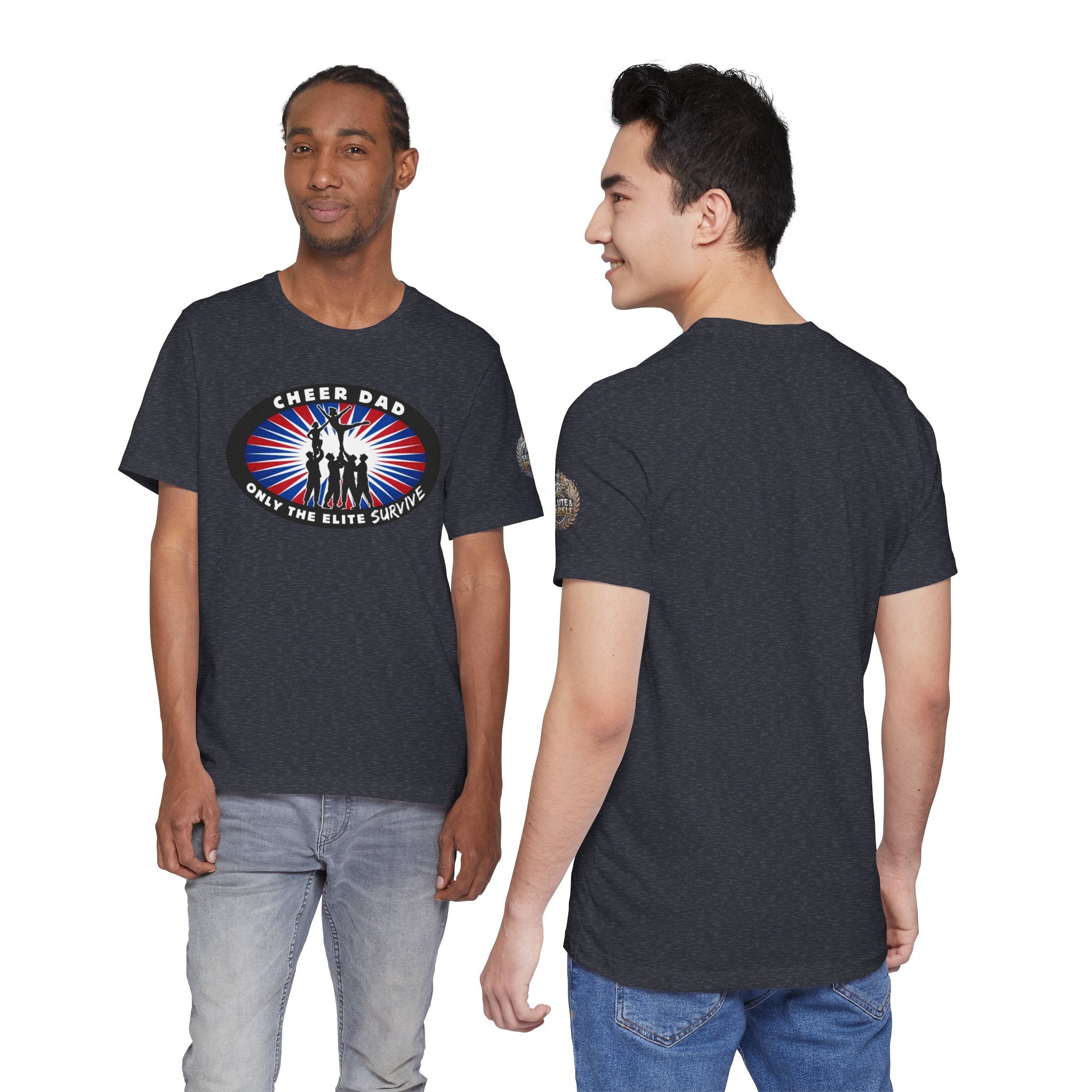 Cheer Dad T-Shirt – “Only the Elite Survive” Patriotic Cheerleading Tee