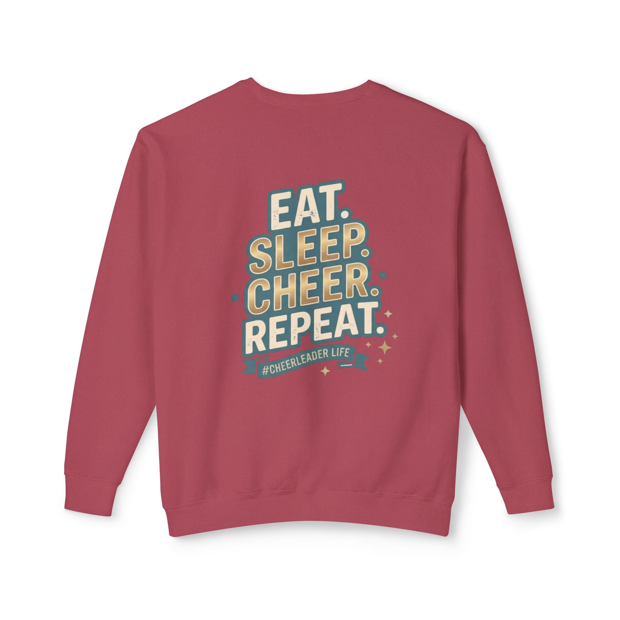 Cheerleader Life Crewneck Sweatshirt — "Eat. Sleep. Cheer. Repeat."