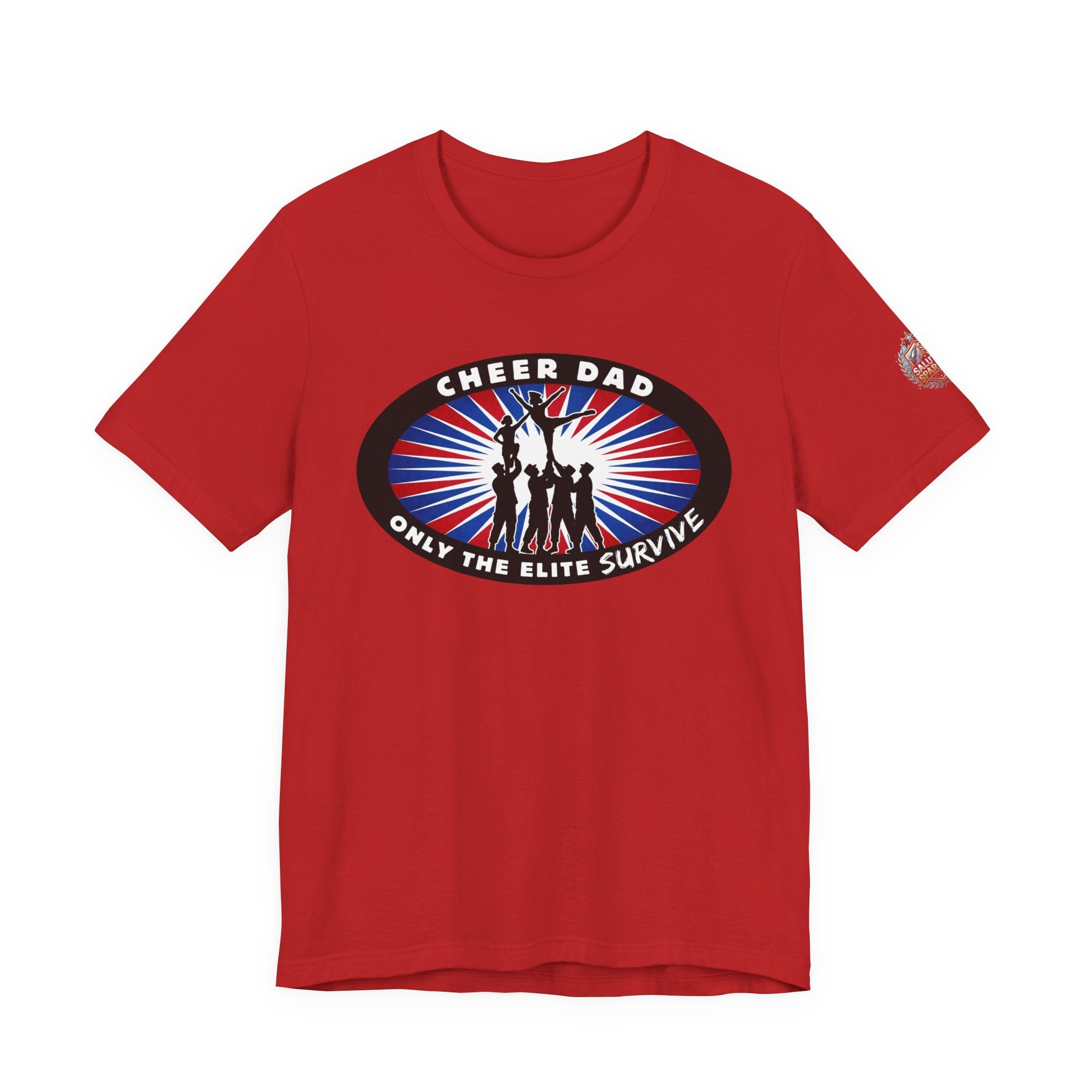 Cheer Dad T-Shirt – “Only the Elite Survive” Patriotic Cheerleading Tee