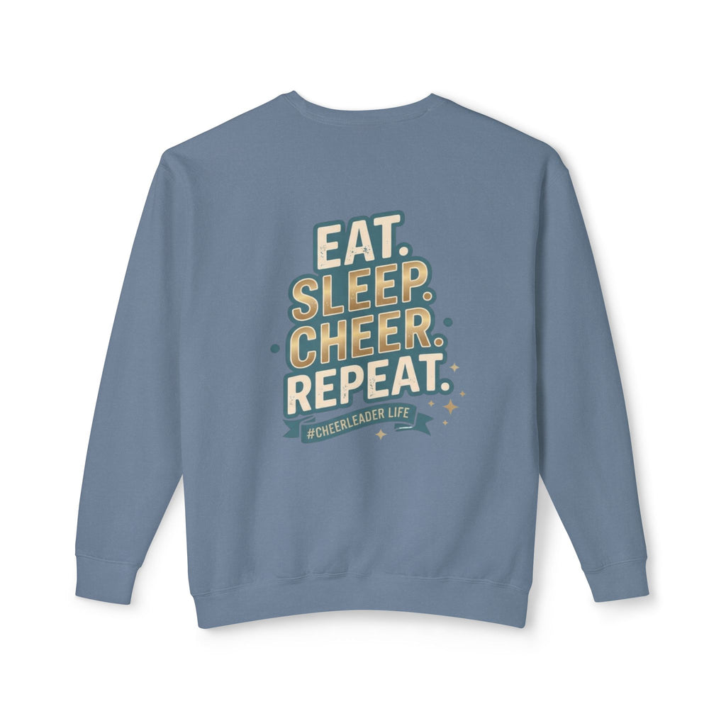 Cheerleader Life Crewneck Sweatshirt — "Eat. Sleep. Cheer. Repeat."