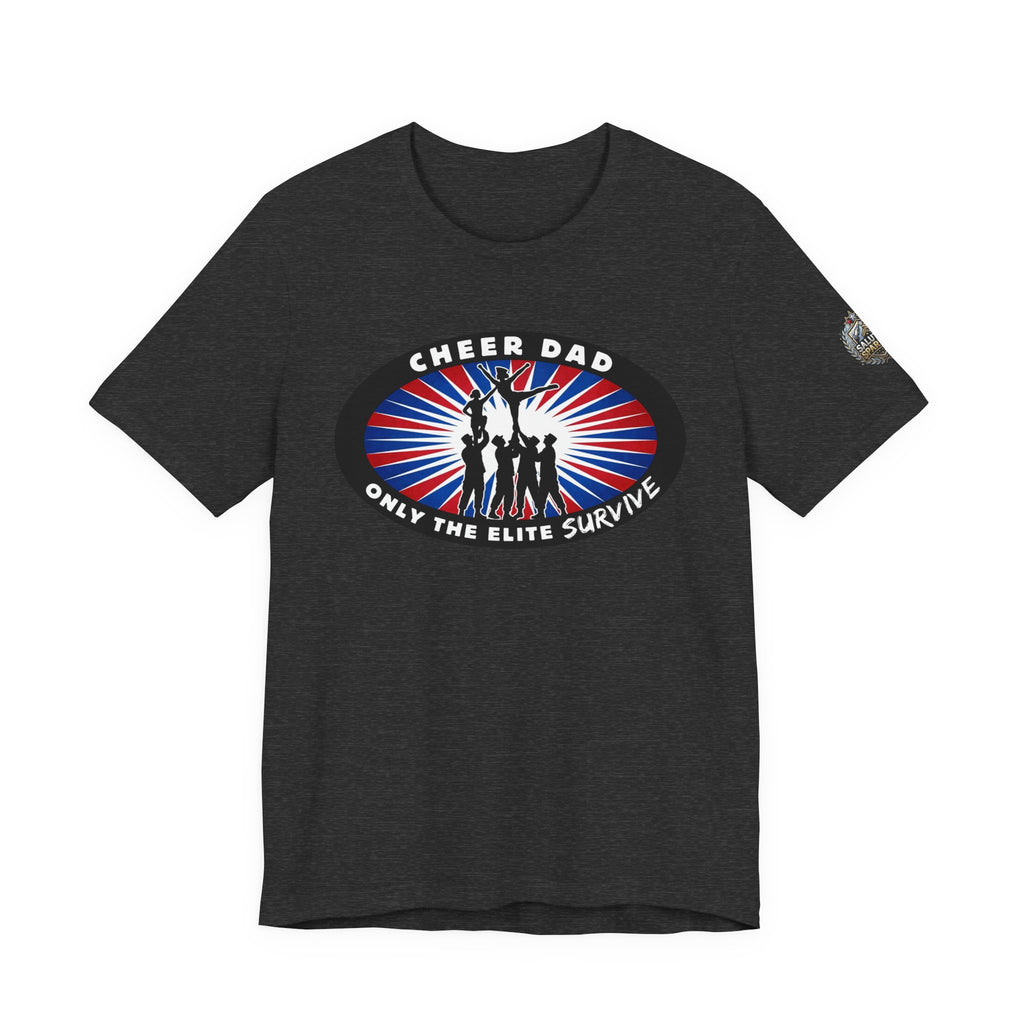Cheer Dad T-Shirt – “Only the Elite Survive” Patriotic Cheerleading Tee