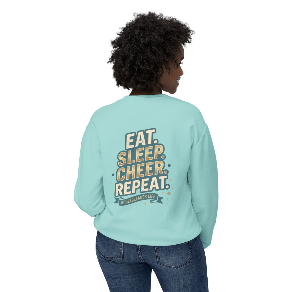 Cheerleader Life Crewneck Sweatshirt — "Eat. Sleep. Cheer. Repeat."
