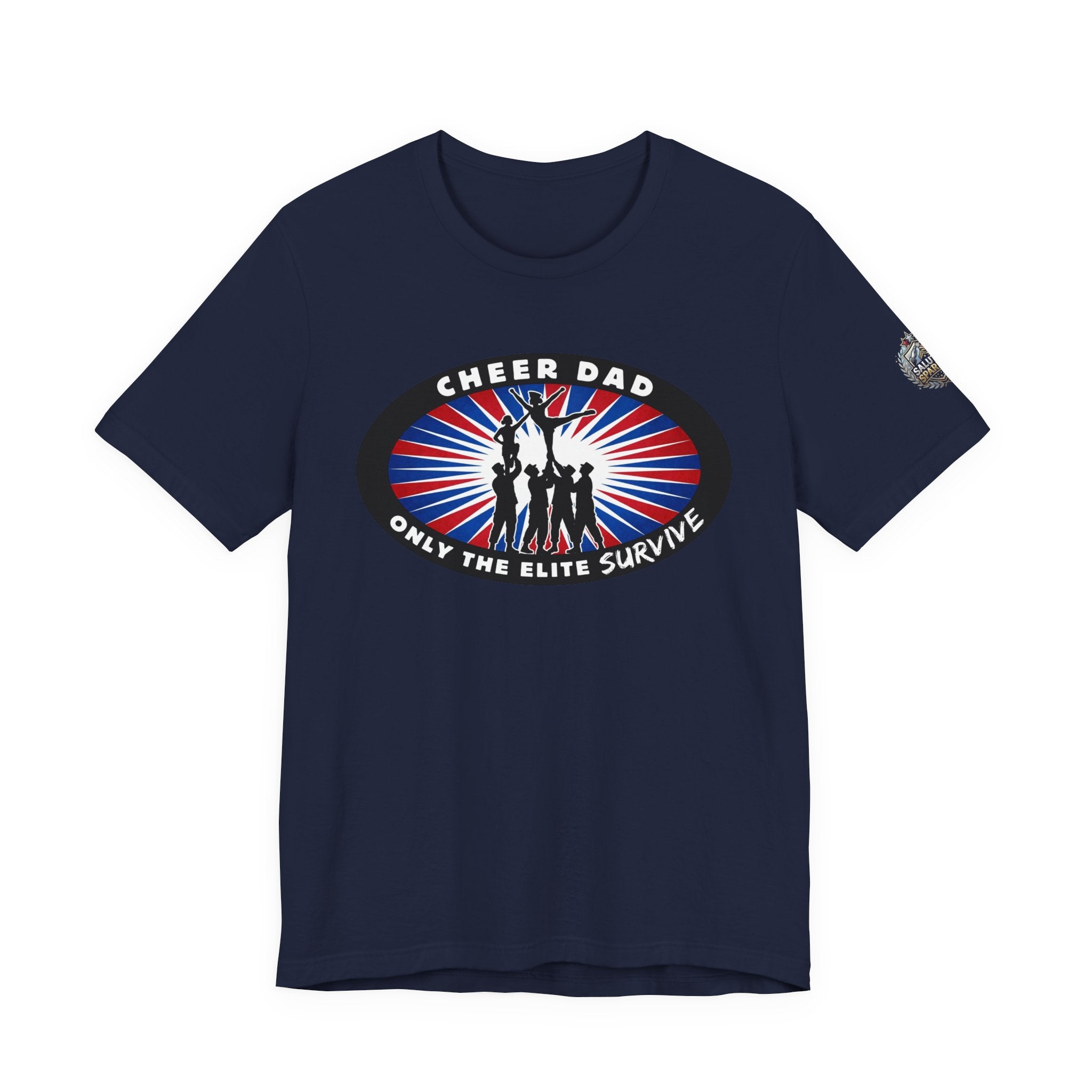 Cheer Dad T-Shirt – “Only the Elite Survive” Patriotic Cheerleading Tee