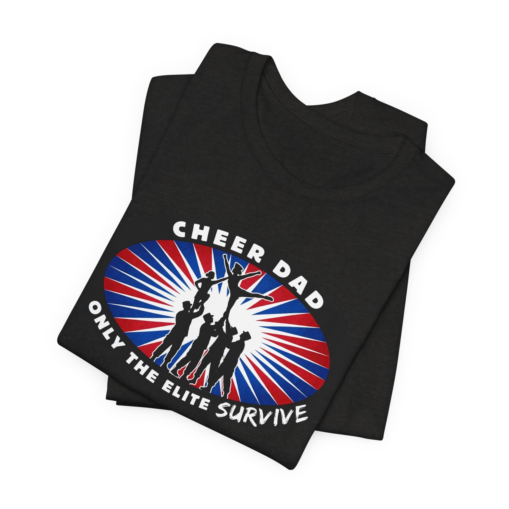 Cheer Dad T-Shirt – “Only the Elite Survive” Patriotic Cheerleading Tee