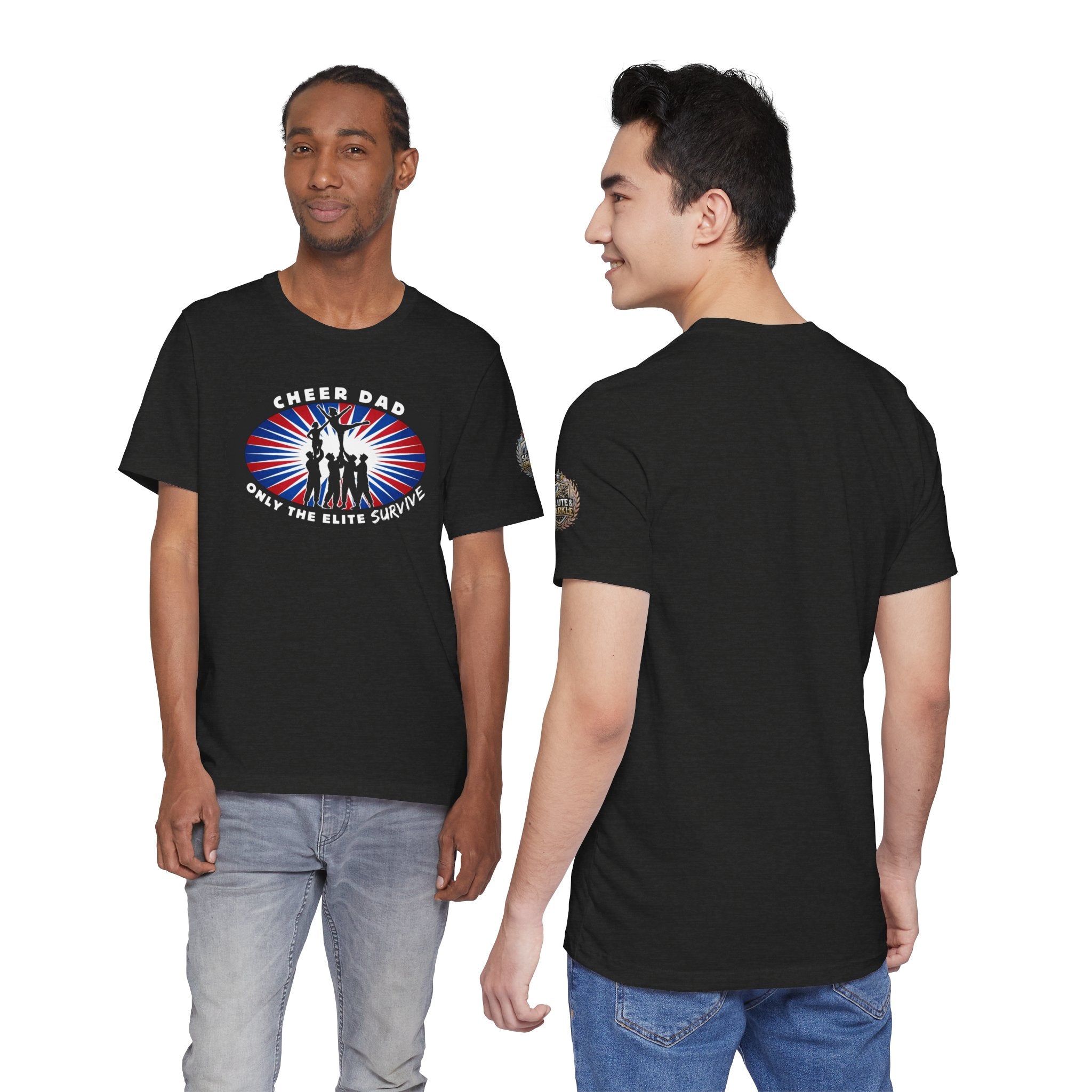 Cheer Dad T-Shirt – “Only the Elite Survive” Patriotic Cheerleading Tee