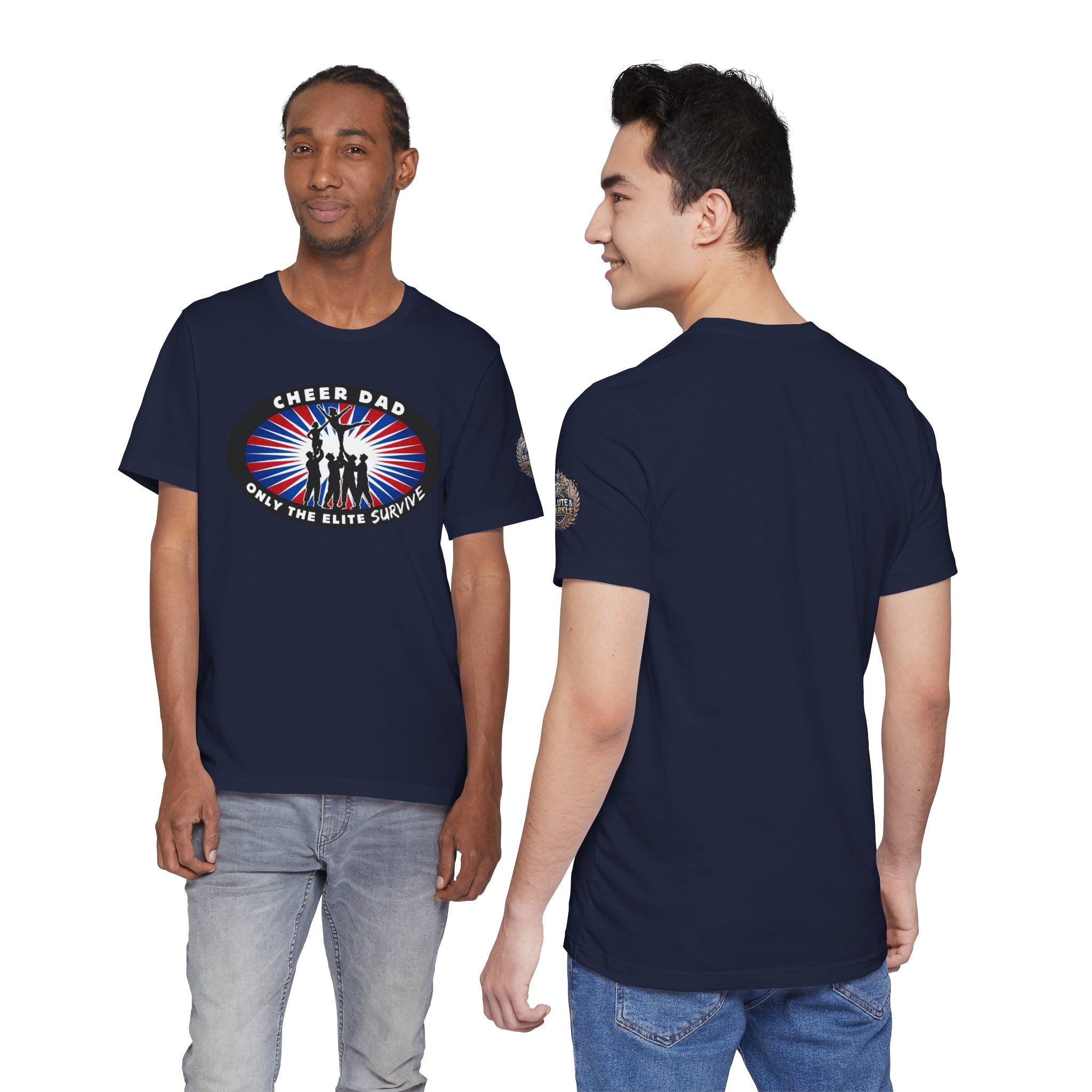 Cheer Dad T-Shirt – “Only the Elite Survive” Patriotic Cheerleading Tee