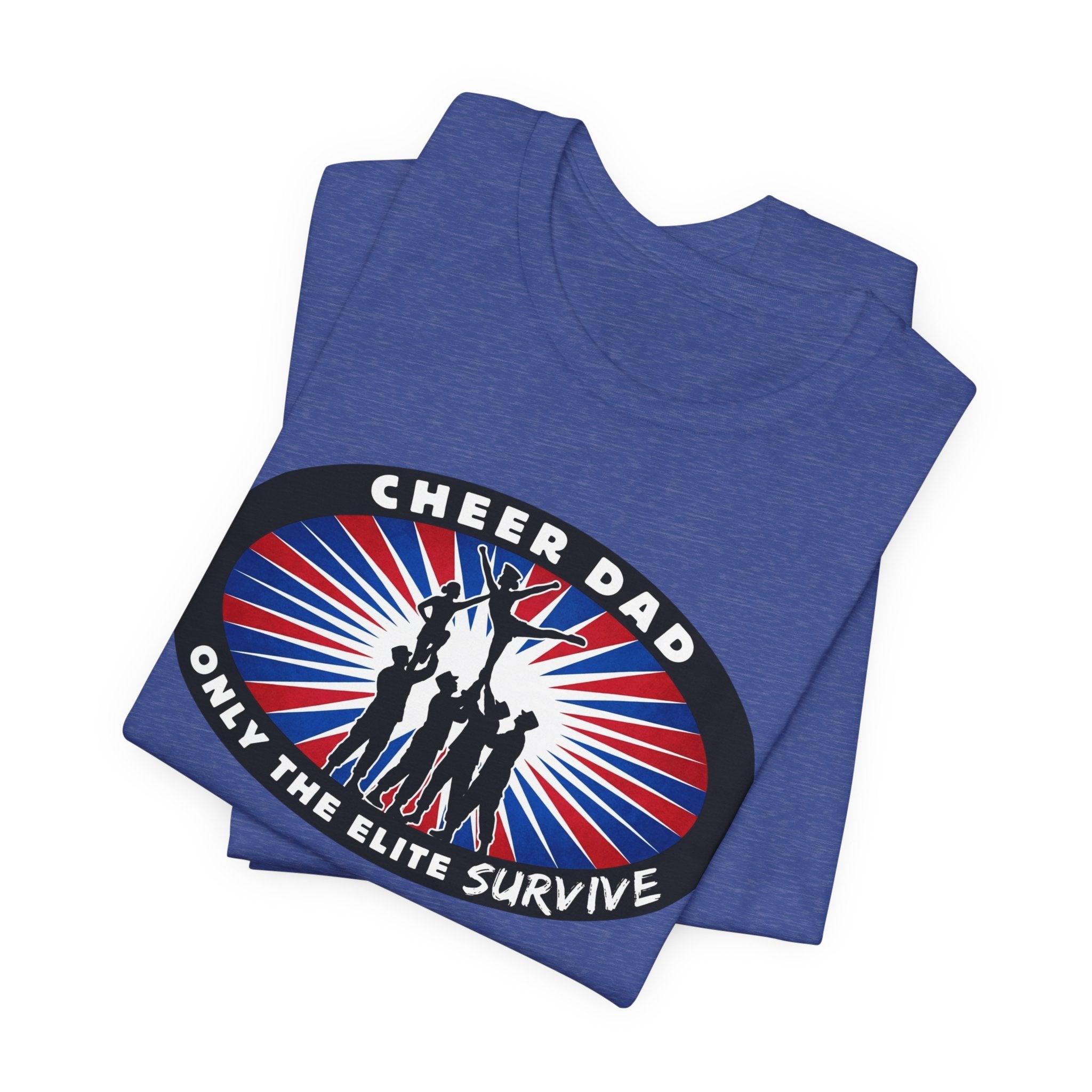 Cheer Dad T-Shirt – “Only the Elite Survive” Patriotic Cheerleading Tee